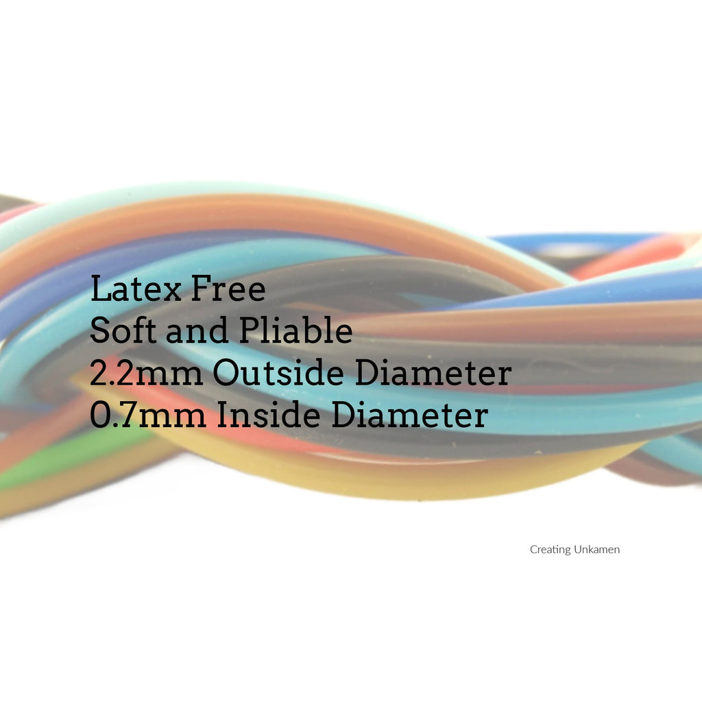 12 Rubber Cord Sampler - Assorted Colors, 2.2mm tubes -18 inches