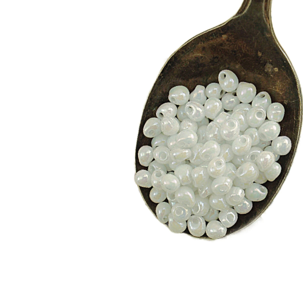 Miyuki Opaque White Pearl AB Drop Glass Beads