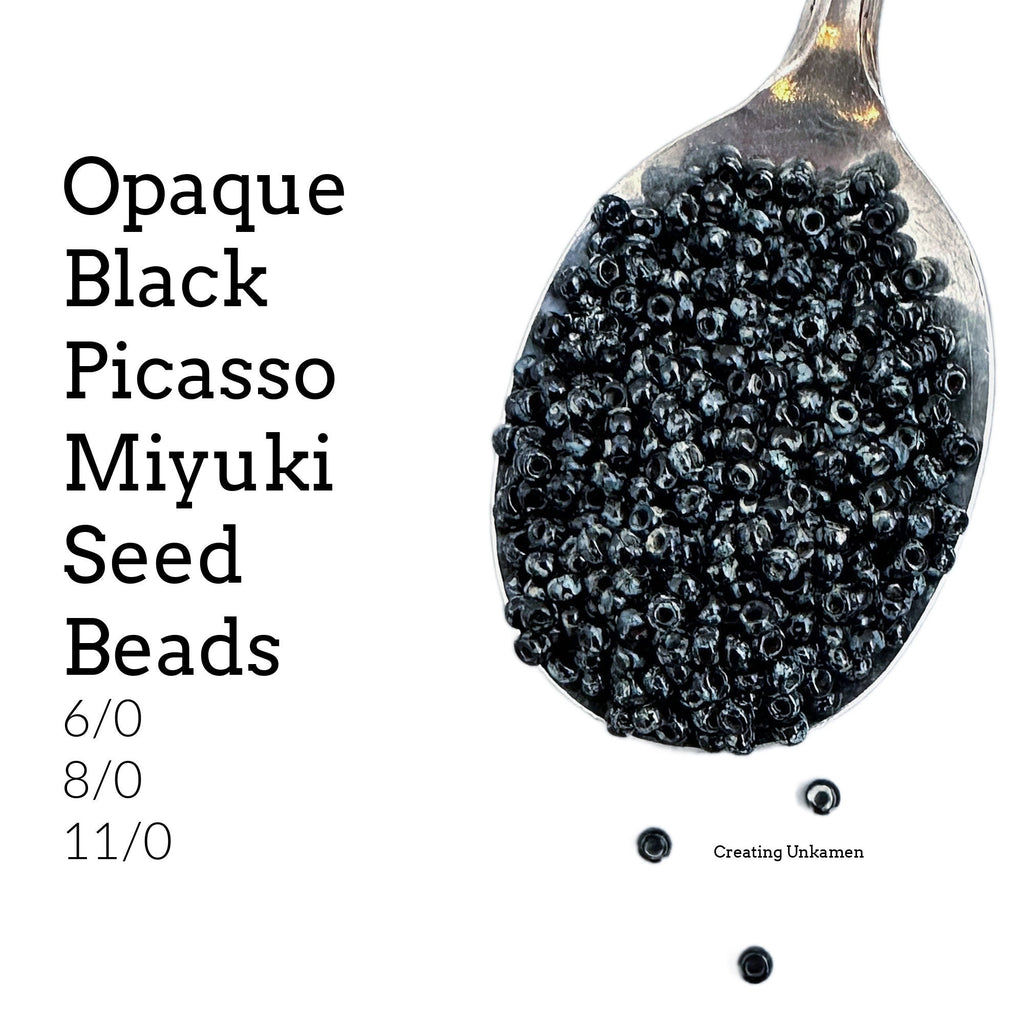 Miyuki Seed Beads 4511 Opaque Black Picasso Miyuki 6/0, 8/0, 11/0