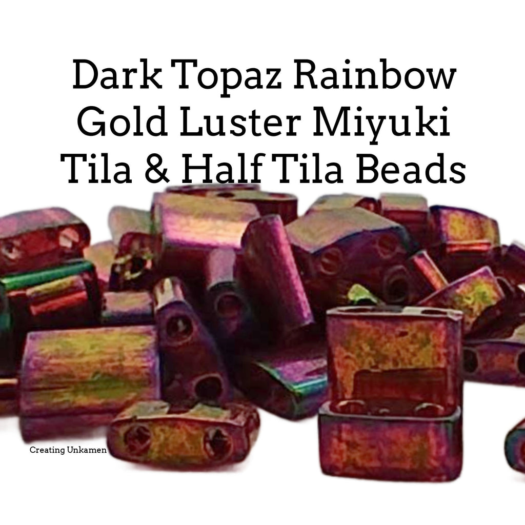 Miyuki 301 Dark Topaz Rainbow Gold Luster Tila and Half Tila Beads