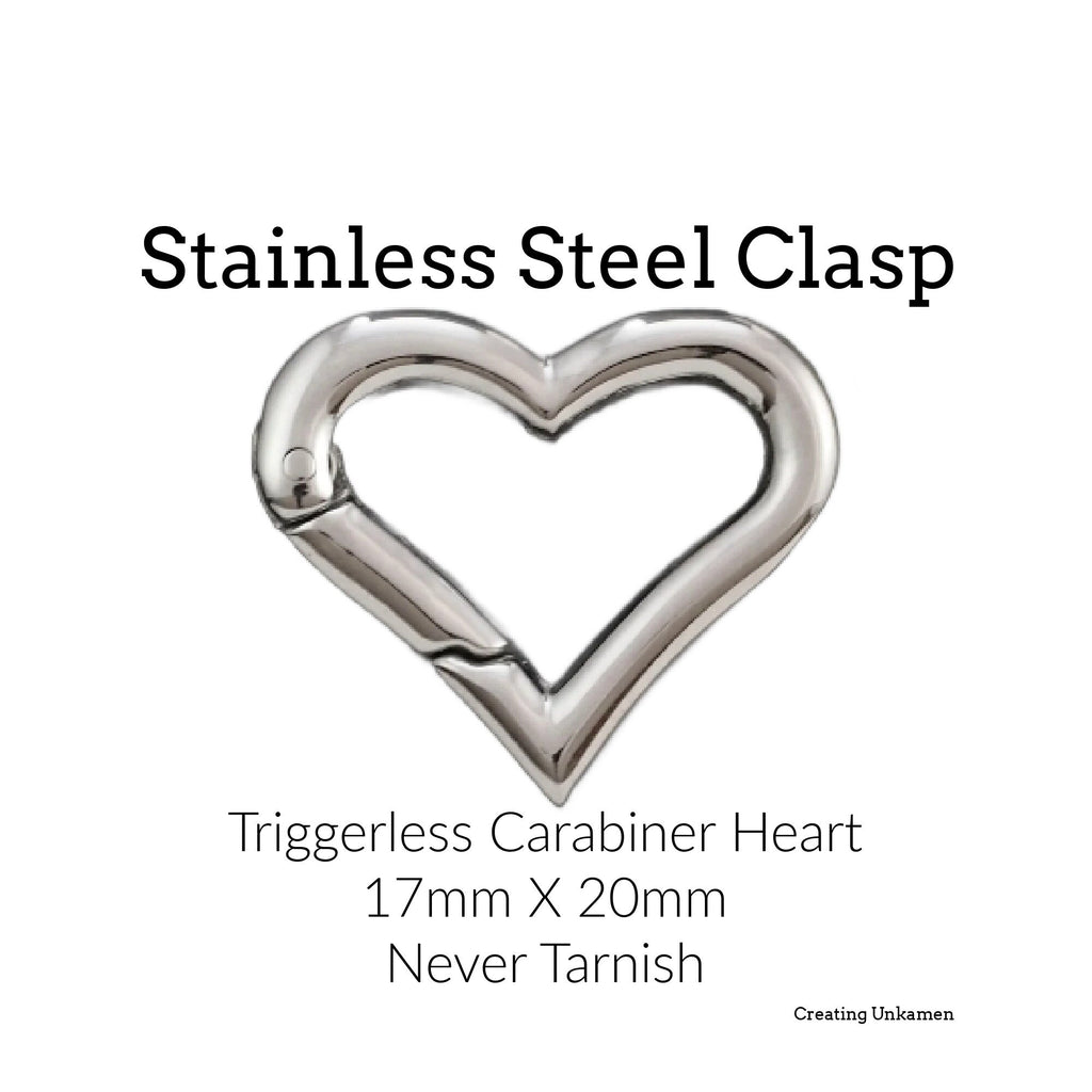 1 Stainless Steel Heart Trigger-less Clasp - 17mm X 20mm - 100% Guarantee