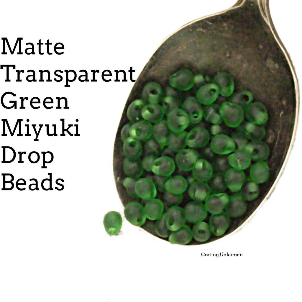 Matte Green Glass Drop Beads - Perfect for Shaggy Bracelets, Earrings, Necklaces