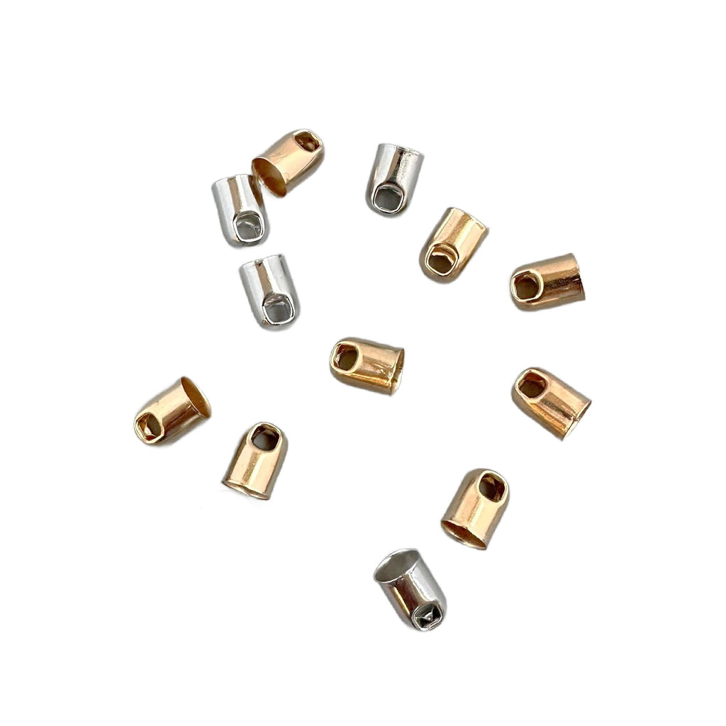 20 - 5mm ID Glue-In Round Cord Ends - Silver Plate, Gold Plate - 100% Guarantee