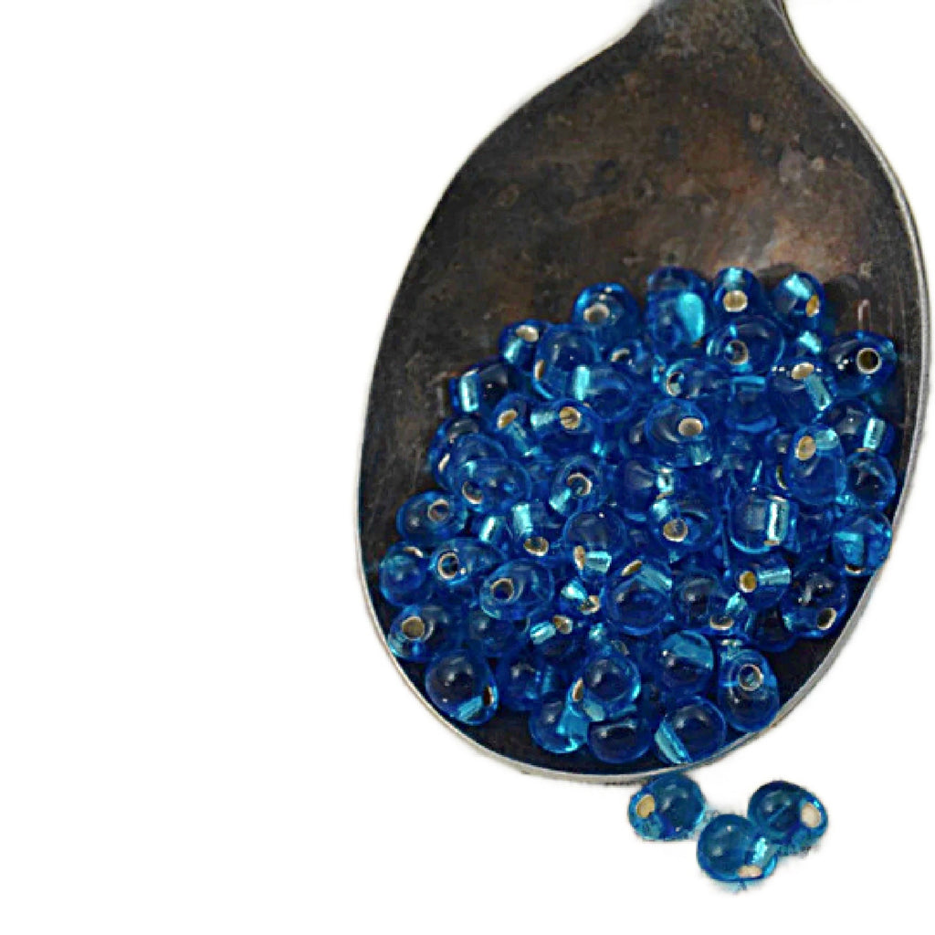 Miyuki Silver Lined Sapphire Drop Glass Beads