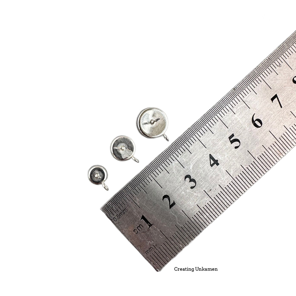 Sterling Silver Earring Posts Cabochon Mountings 6mm, 8mm, 10mm With Ear Nuts