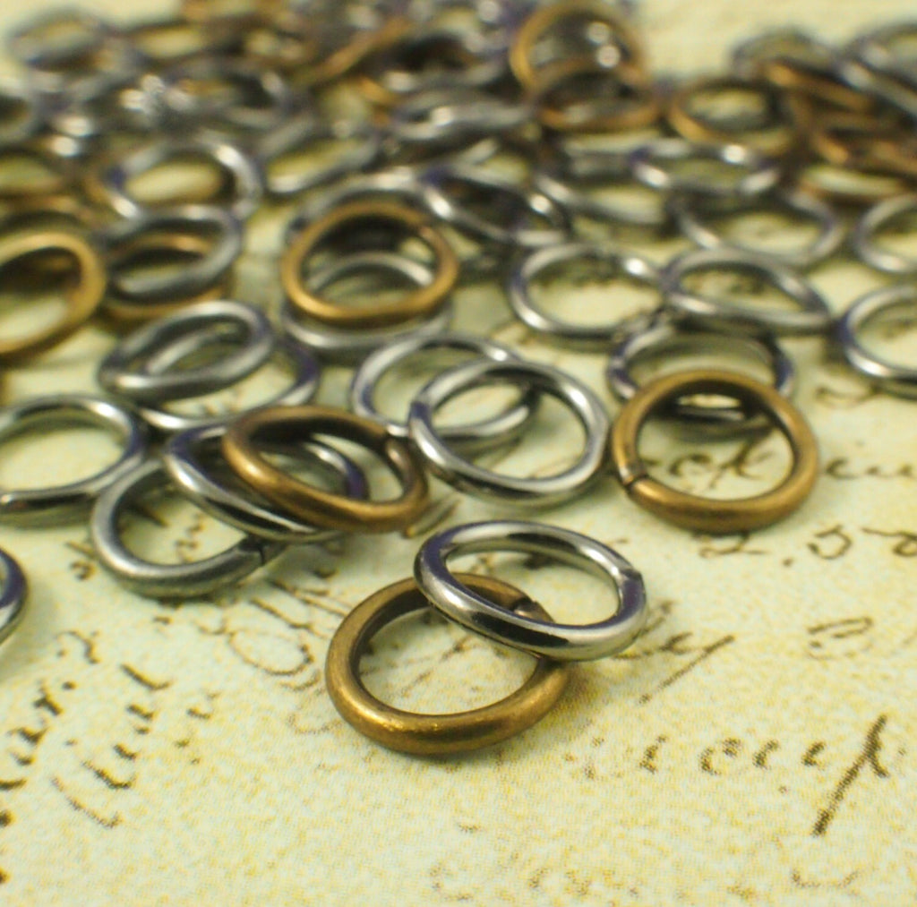100 Jump Rings 16 gauge 8mm OD - Best Commercially Made - Silver Plate, Antique Silver, Gold Plate, Antique Gold, Gunmetal, Copper