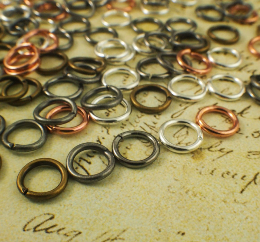 100 Jump Rings 16 gauge 8mm OD - Best Commercially Made - Silver Plate, Antique Silver, Gold Plate, Antique Gold, Gunmetal, Copper