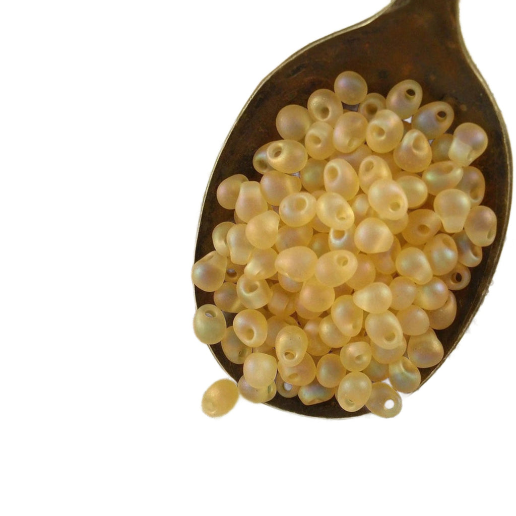 Matte Light Topaz AB Miyuki Drop Glass Beads in 12, 24 or 48 grams