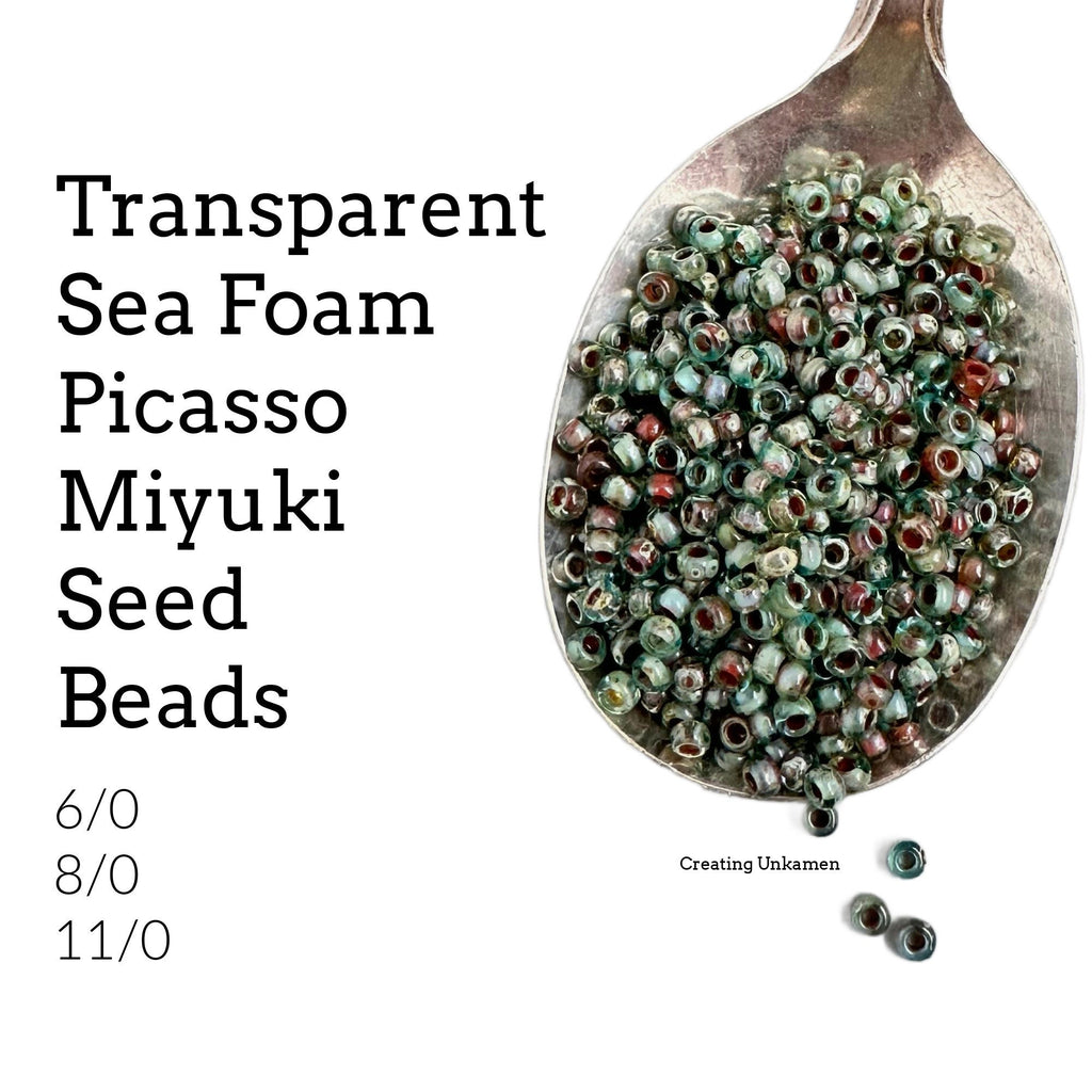 Miyuki 4506 Transparent Seafoam Picasso Miyuki 6/0, 8/0, 11/0 Seed Beads - 100% Guarantee