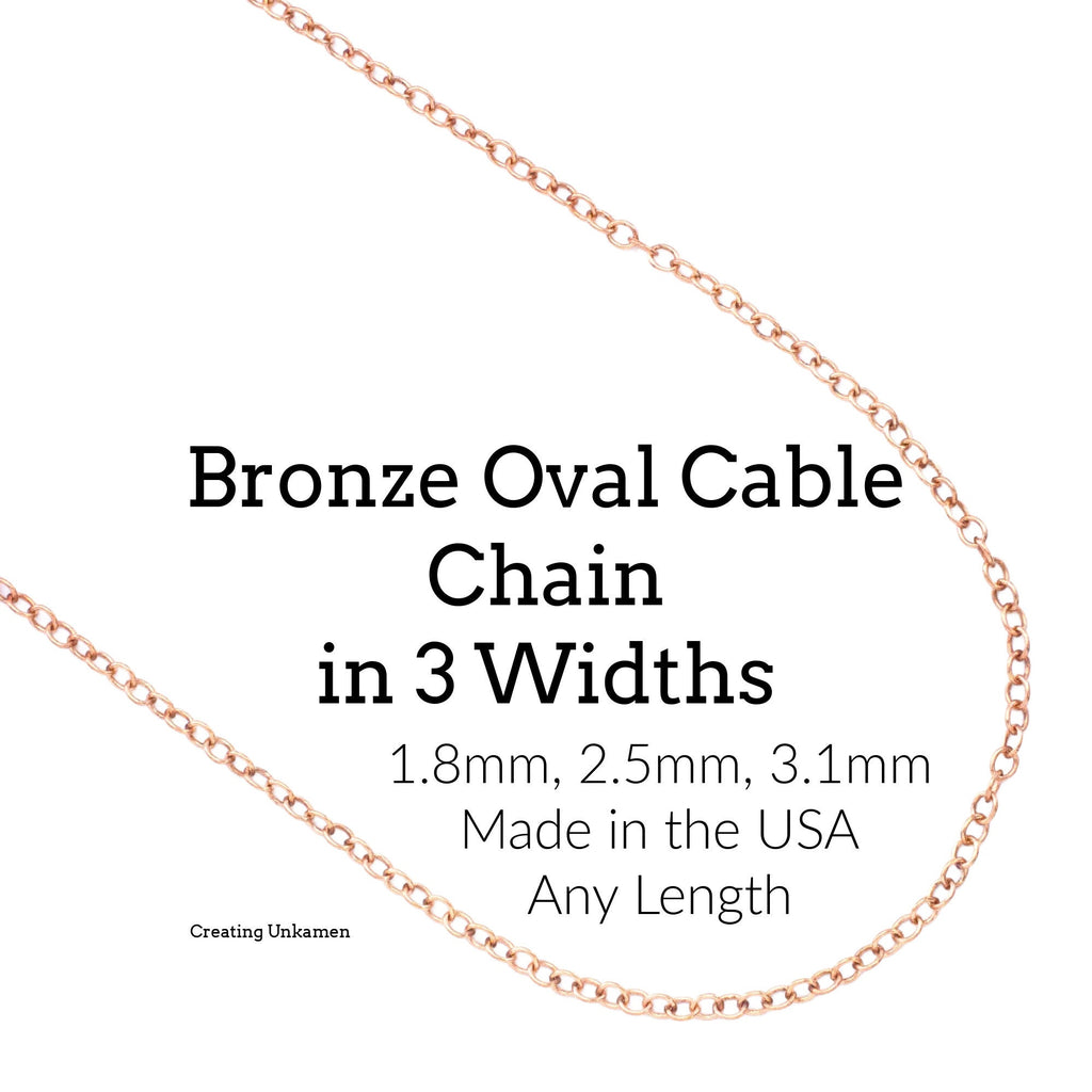 Bronze Oval Cable Chain in 3 Widths - By The Foot or Finished with Lobster Clasp