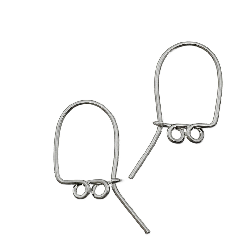 1 Pair Double Loop Sterling Silver Kidney Ear Wires - 19 gauge