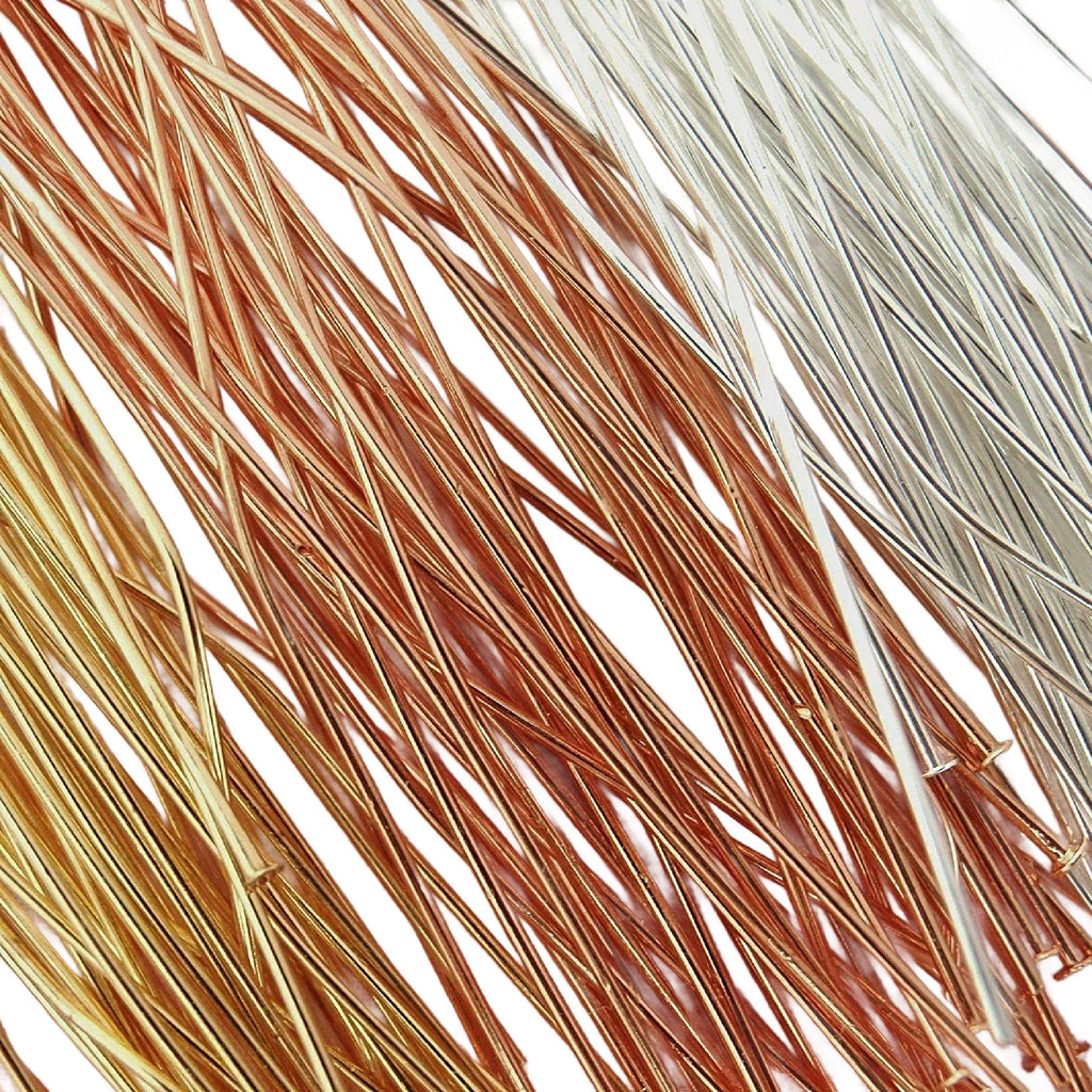 Sample Pack Head Pins- Copper, Silver and Gold Plate - 2 inches - 24 gauge - Quantity 144