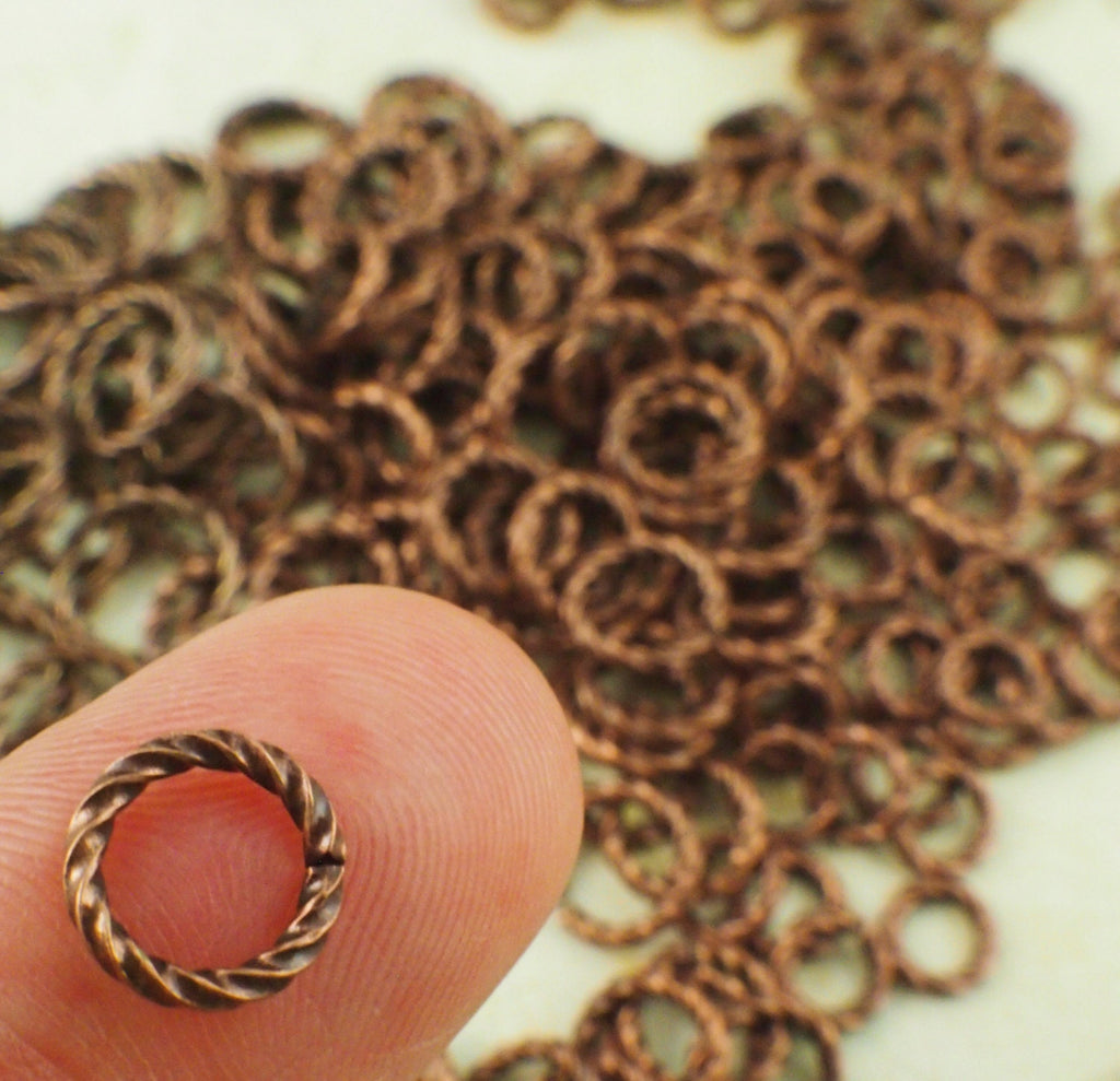 100 Fancy Antique Copper Jump Rings 16 gauge - You Pick Diameter 6mm OD, 8mm OD, 10mm OD or Mix - Best Commercially Made- 100% Guarantee
