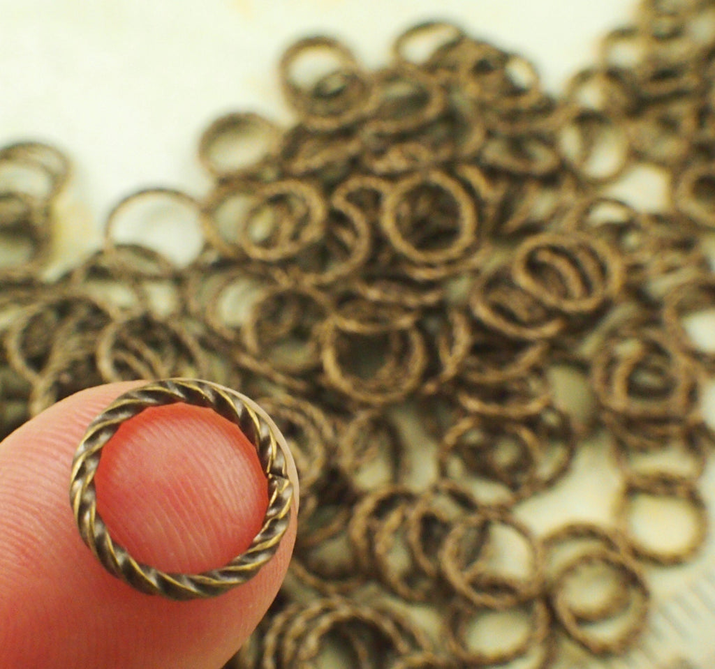100 Fancy Antique Gold Jump Rings in 16 gauge and 20 gauge or Mix - Best Commercially Made - 100% Guarantee
