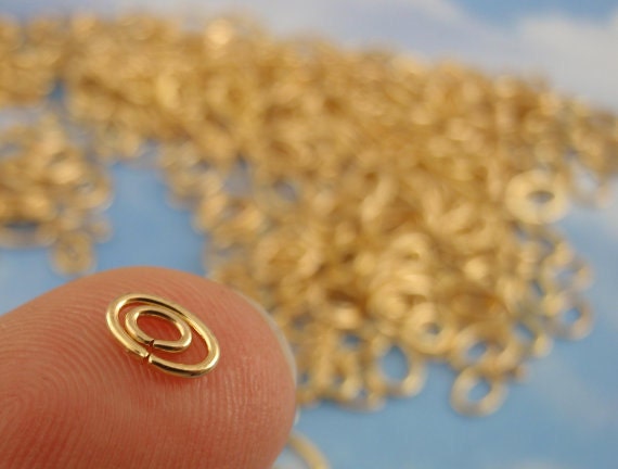 100 Gold Plated Brass Oval Jump Rings - 16, 18, 20, 22, 24 gauge - Best Commercially Made - You Pick Diameter - 100% Guarantee