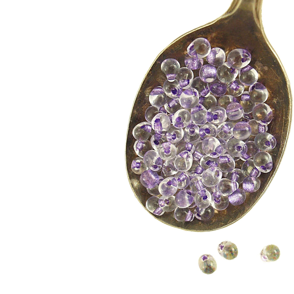 Purple Lined Crystal Miyuki Glass Drop Beads