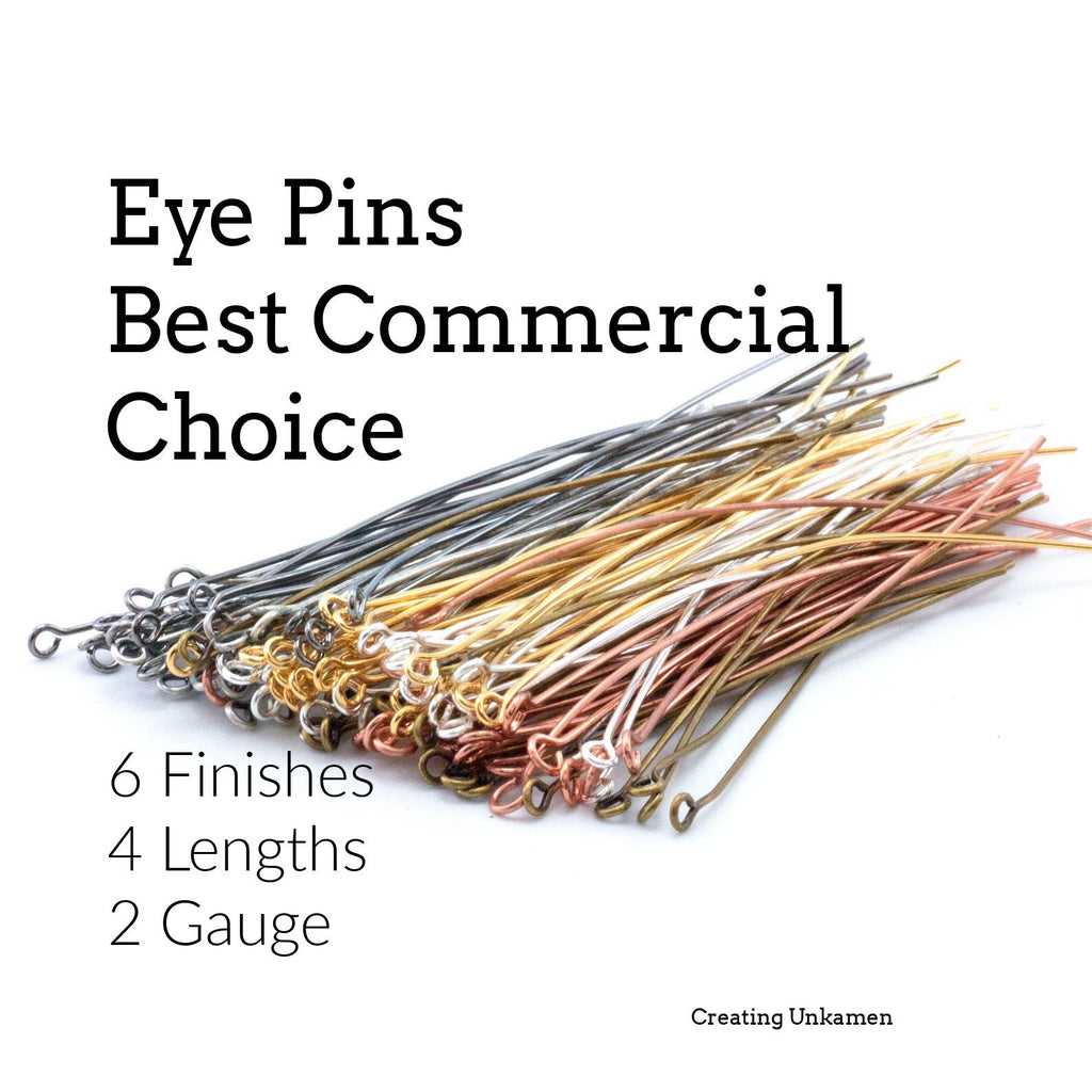 100 Eye Pins - Best Commercial Choice in Gold Plate, Silver Plate, Antique Gold, Antique Silver, Gunmetal in 21 and 24 gauge