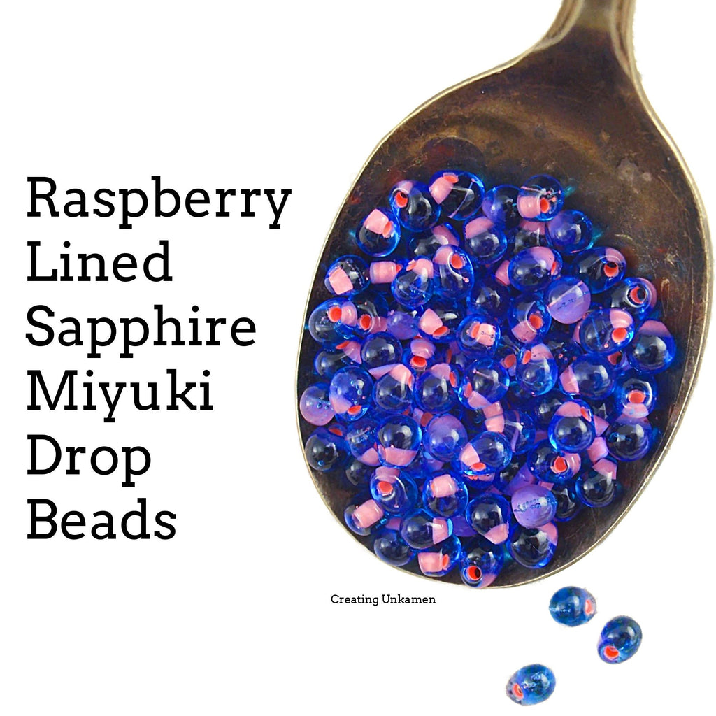 Raspberry Lined Sapphire Miyuki Drop Glass Beads