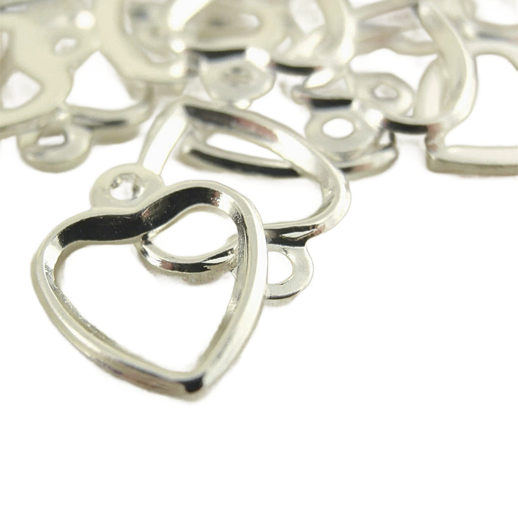 25 Silver Plated Heart Drops - 18mm X 7mm - 100% Guarantee
