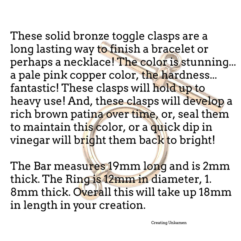 1 Solid Bronze Toggle Clasp - Made in the USA - 100% Guarantee