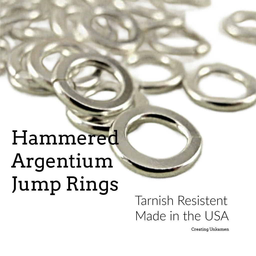 Hammered Argentium Sterling Silver Jump Rings Quantity 10 - Tarnish Resistant Custom Hammered