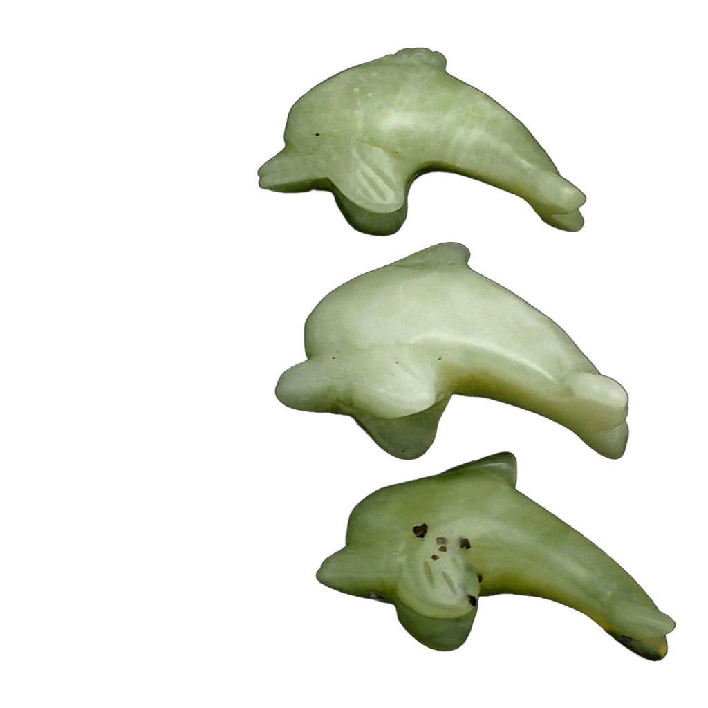 Dolphin Bead or Focal in Serpentine - Also Called New Jade - 100% Guaranteed Satisfaction