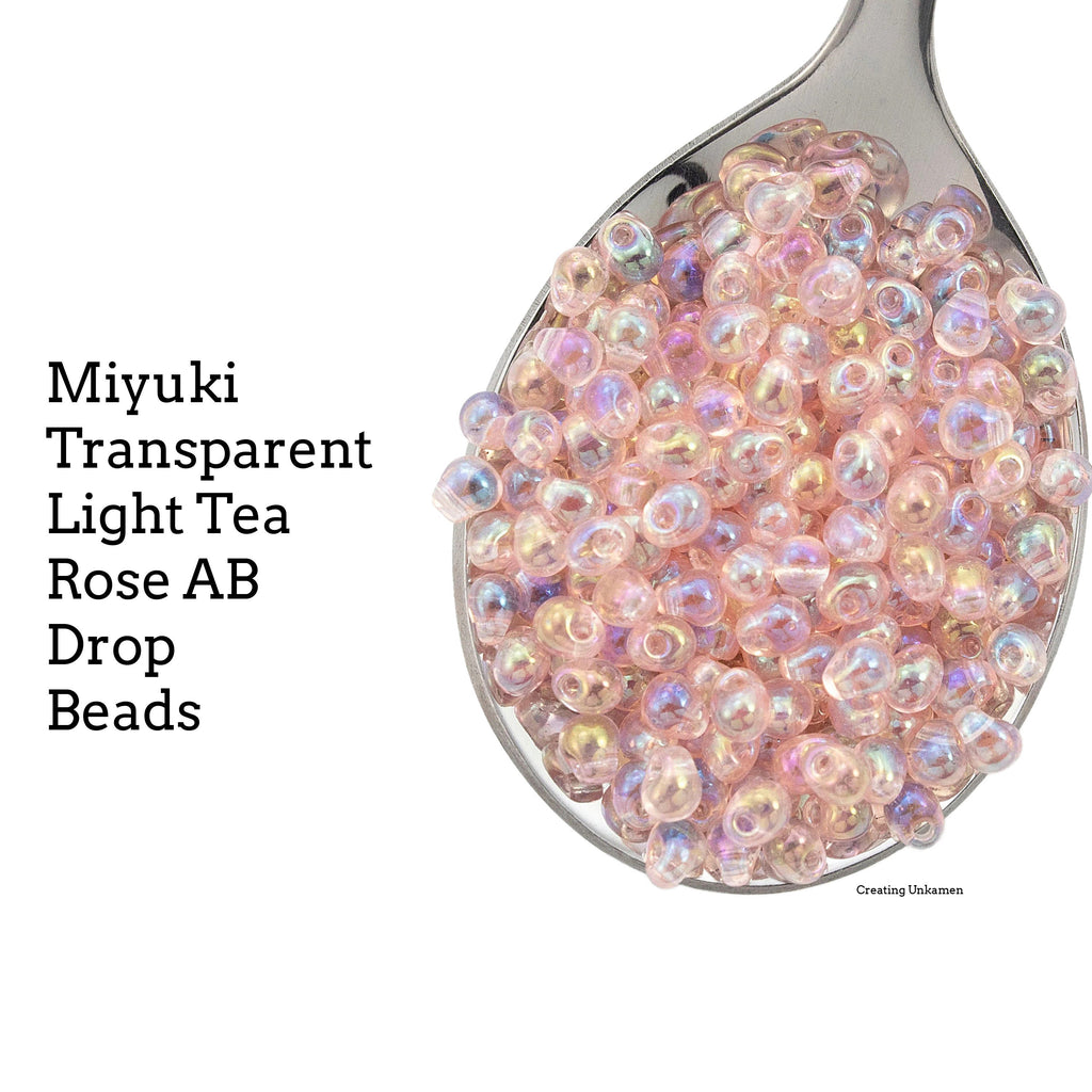 Transparent Light Tea Rose AB Drop Glass Beads - 3.4mm Miyuki Fringe - 100% Guarantee