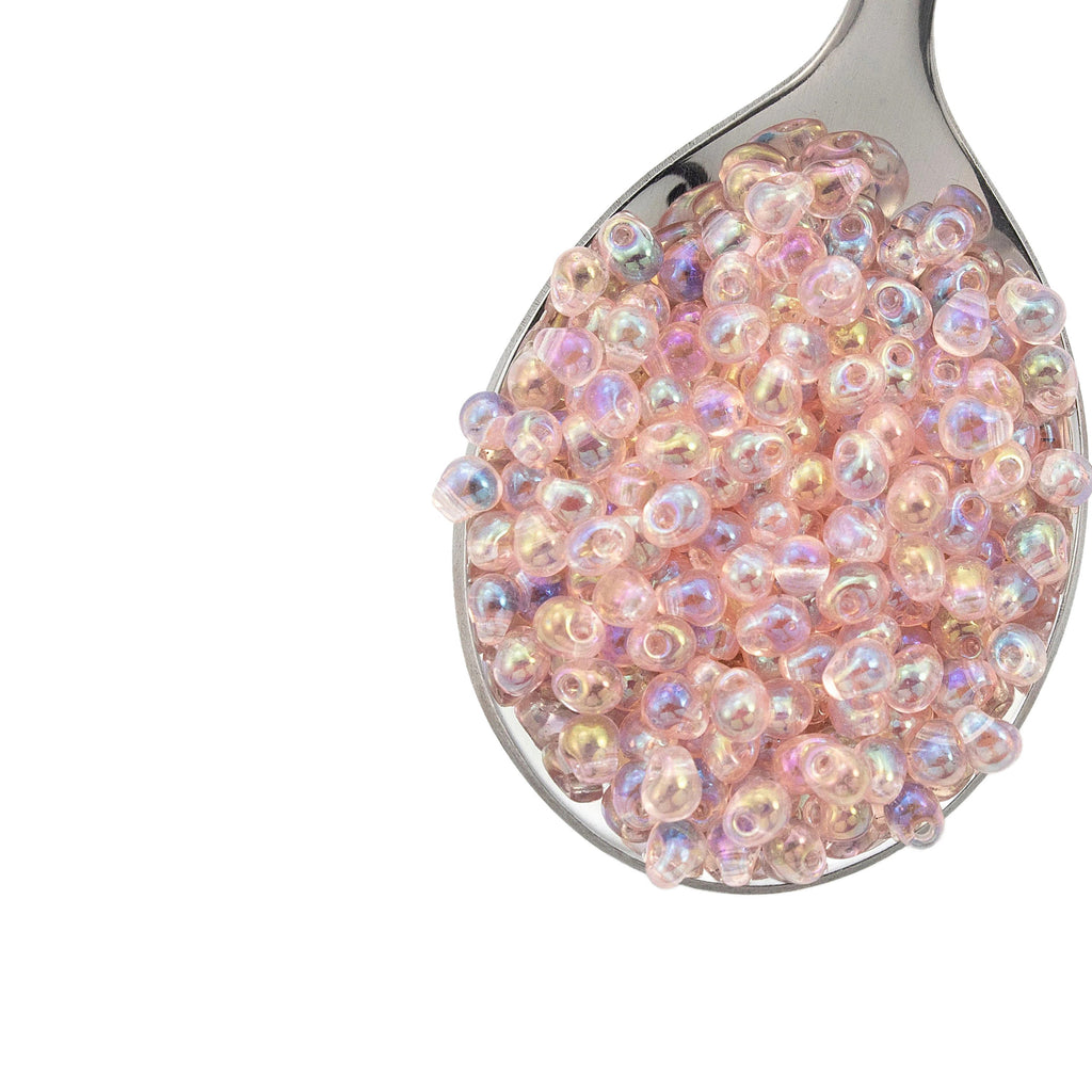 Transparent Light Tea Rose AB Drop Glass Beads - 3.4mm Miyuki Fringe - 100% Guarantee
