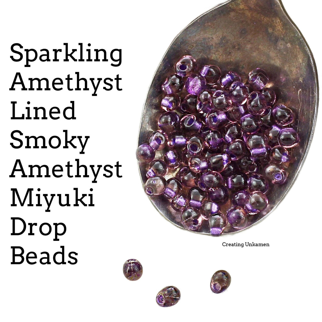 Amethyst Lined Smoky Amethyst 3mm X 4mm Miyuki Glass Drop Beads - 100% Guarantee