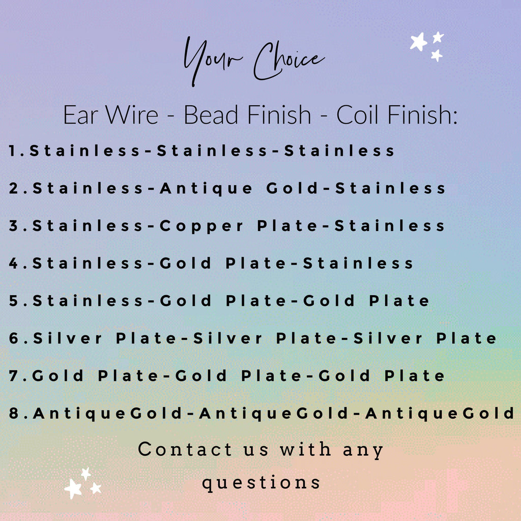 20 pairs - Basic Bead and Coil Ear Wires in Stainless Steel, Silver Plate, Gold Plate, Copper - 100% Guarantee