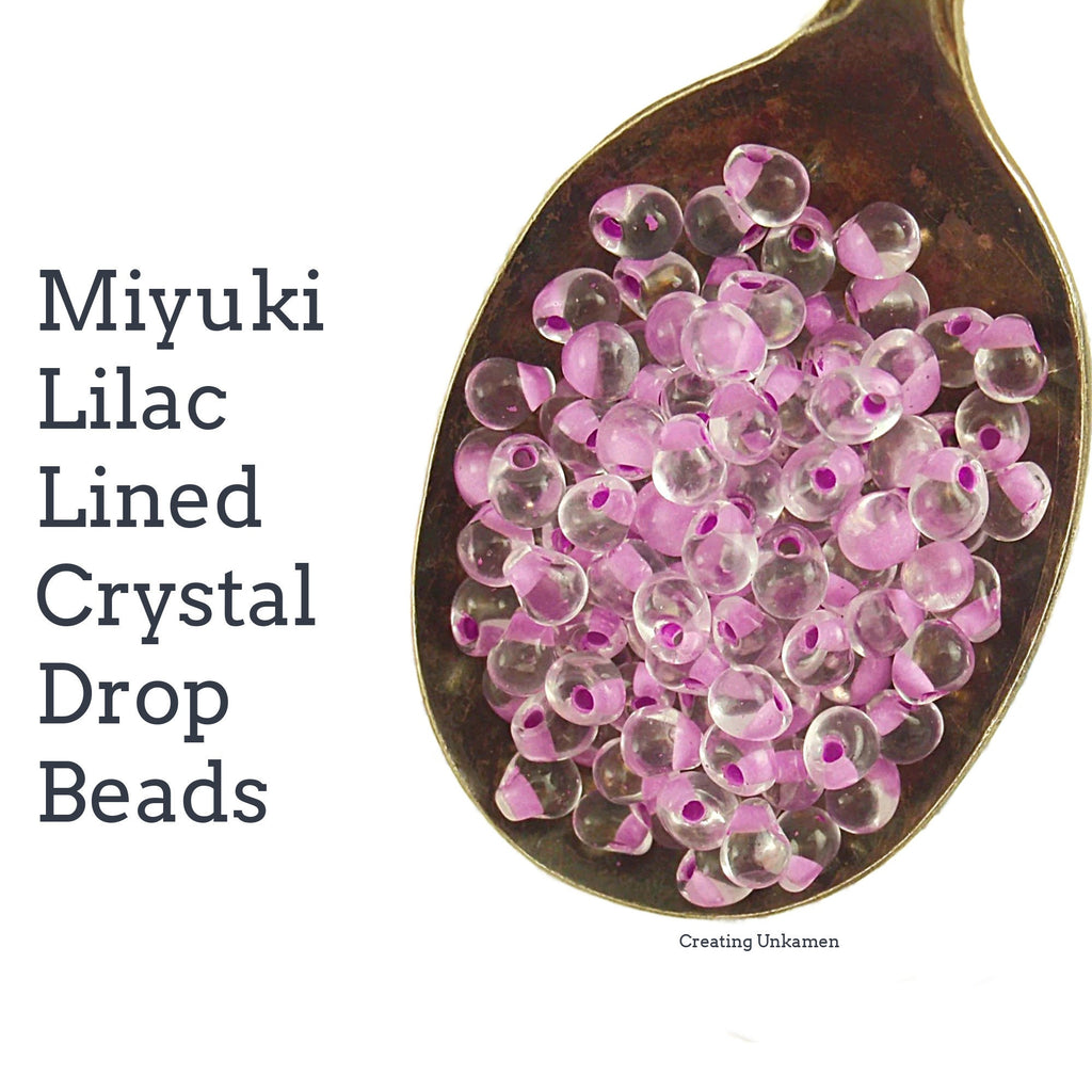 Lilac Lined Crystal Miyuki Drop Glass Seed Beads in 12, 24 or 48 grams