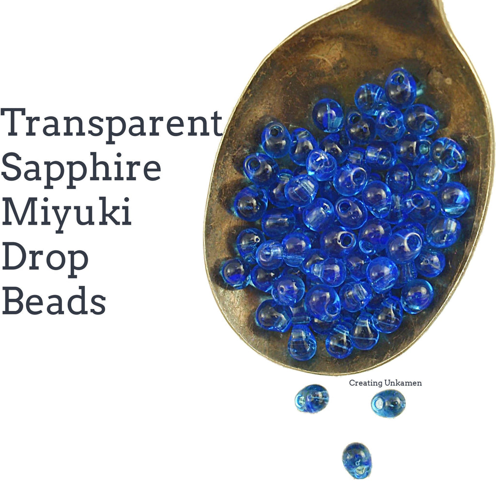 Transparent Sapphire Miyuki Drop Beads 3mm X 4mm
