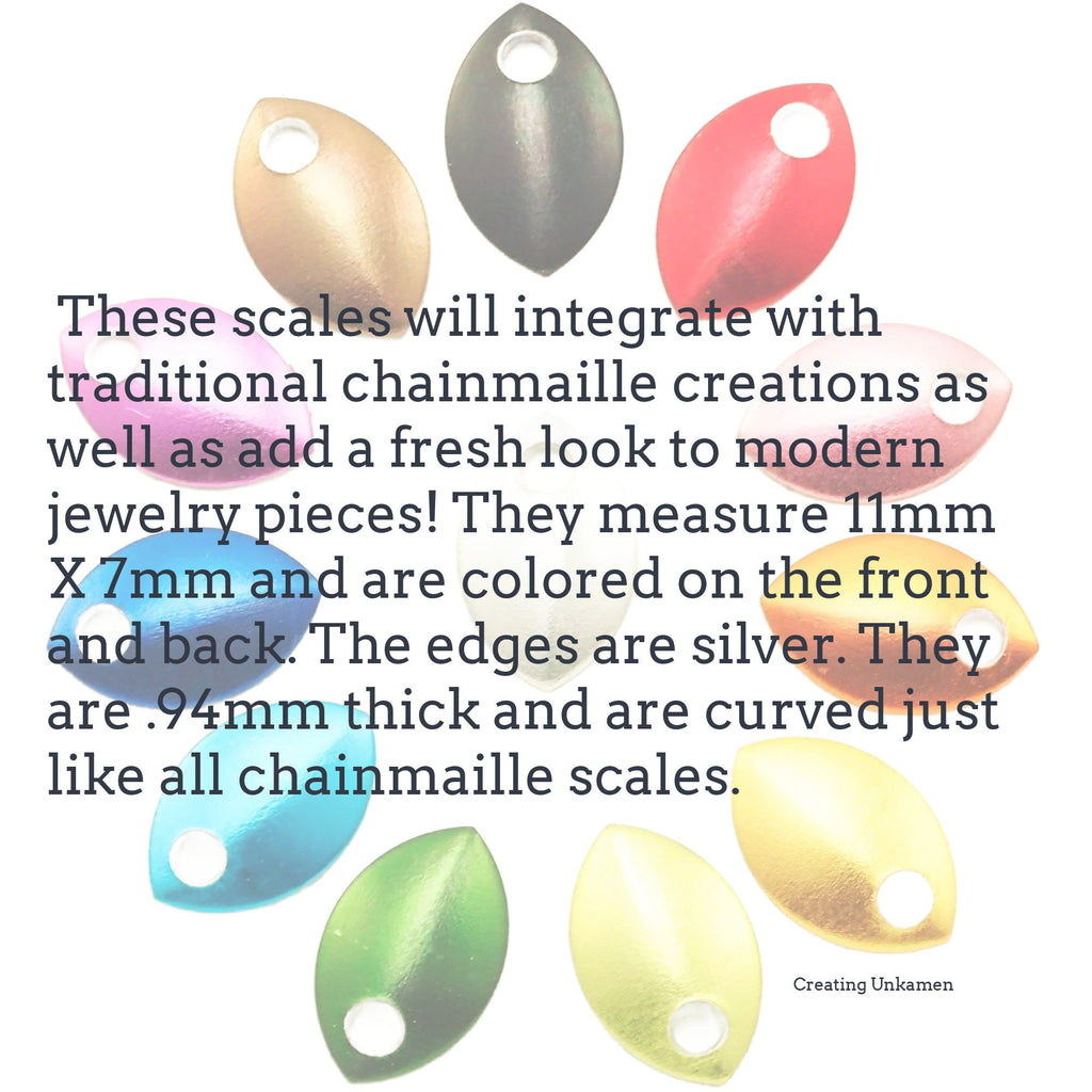 Scale Charms 10 Tiny Aluminum 11mm X 7mm Perfect for Jewelry Embellishments, Chainmail, and Scalemail