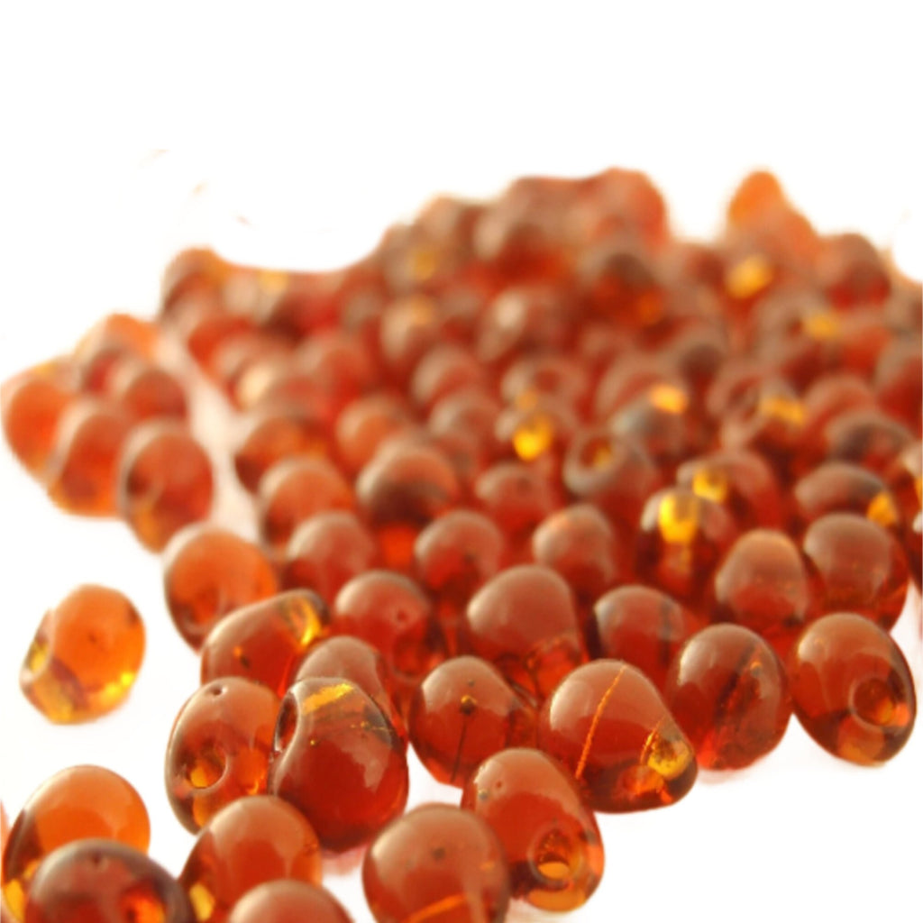 Transparent Dark Topaz Drop Beads 3mm X 4mm Miyuki Fringe