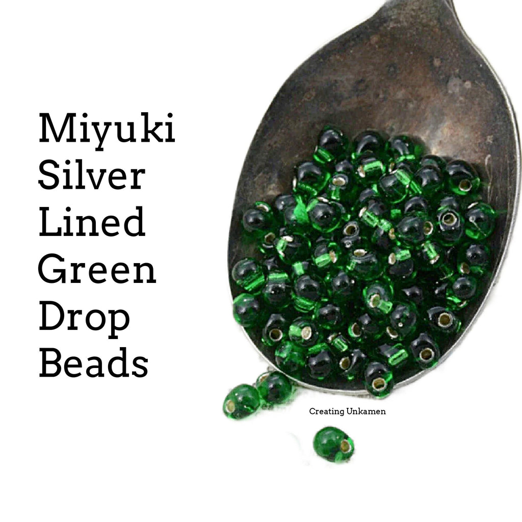 Silver Lined Green Miyuki Glass Drop Beads