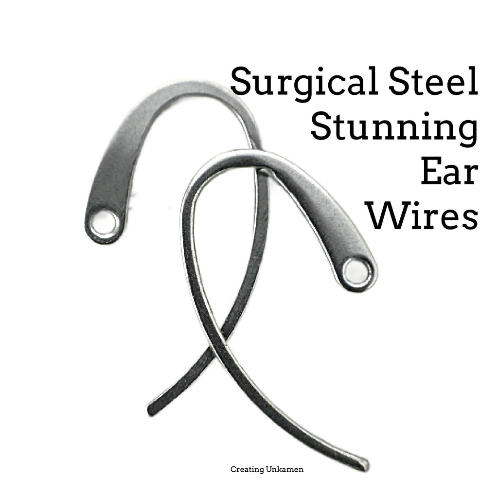10 Pairs of Surgical Steel Stunning Ear Wires - 18 Gauge - 24mm X 12mm