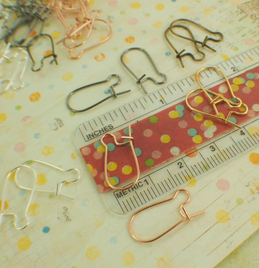 25 Pairs Kidney Ear Wires - Silver Plate, Gold Plate, Antique Gold, Gunmetal - Best Commercially Made
