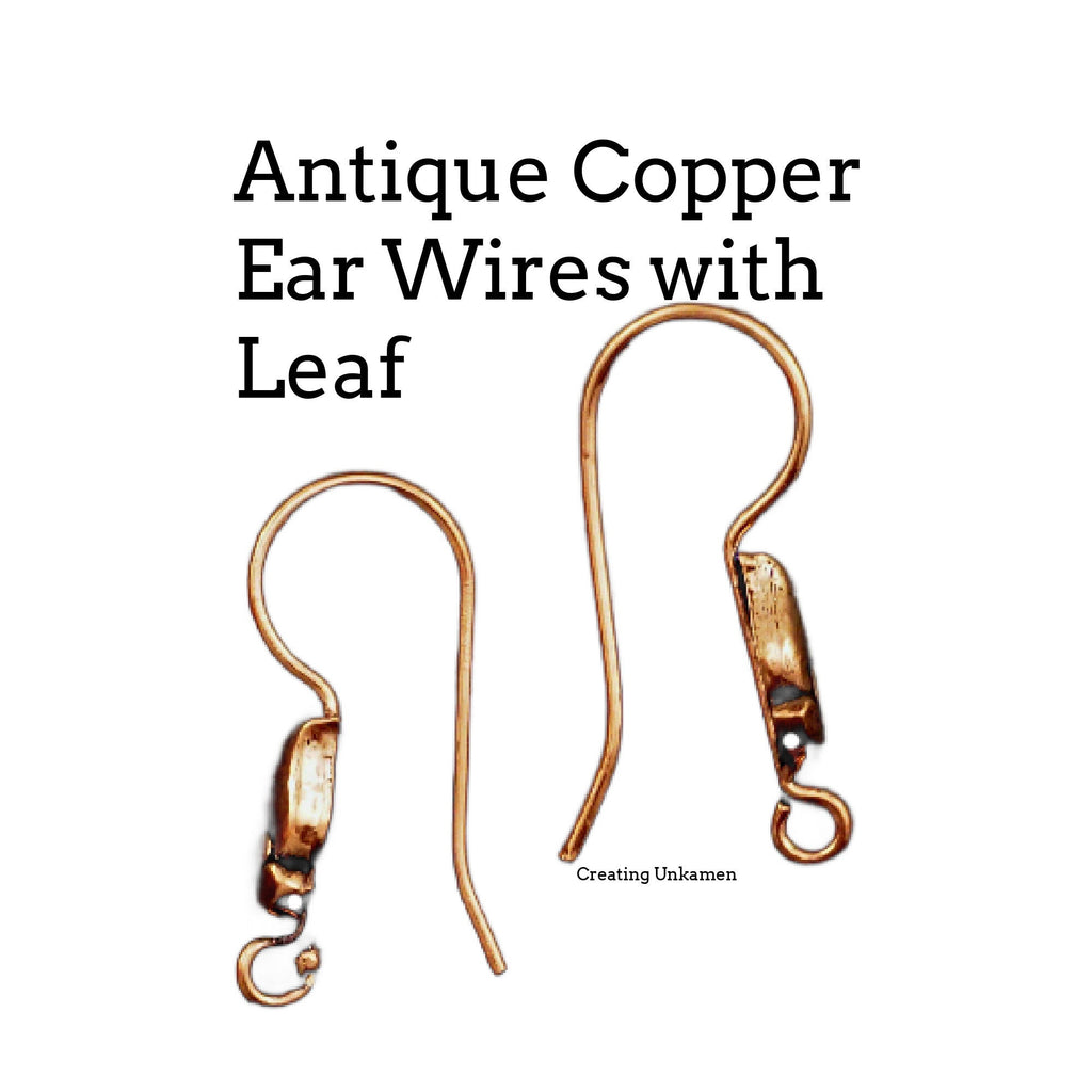 4 pairs - Antique Copper Ear Wires with Leaf - 100% Guarantee