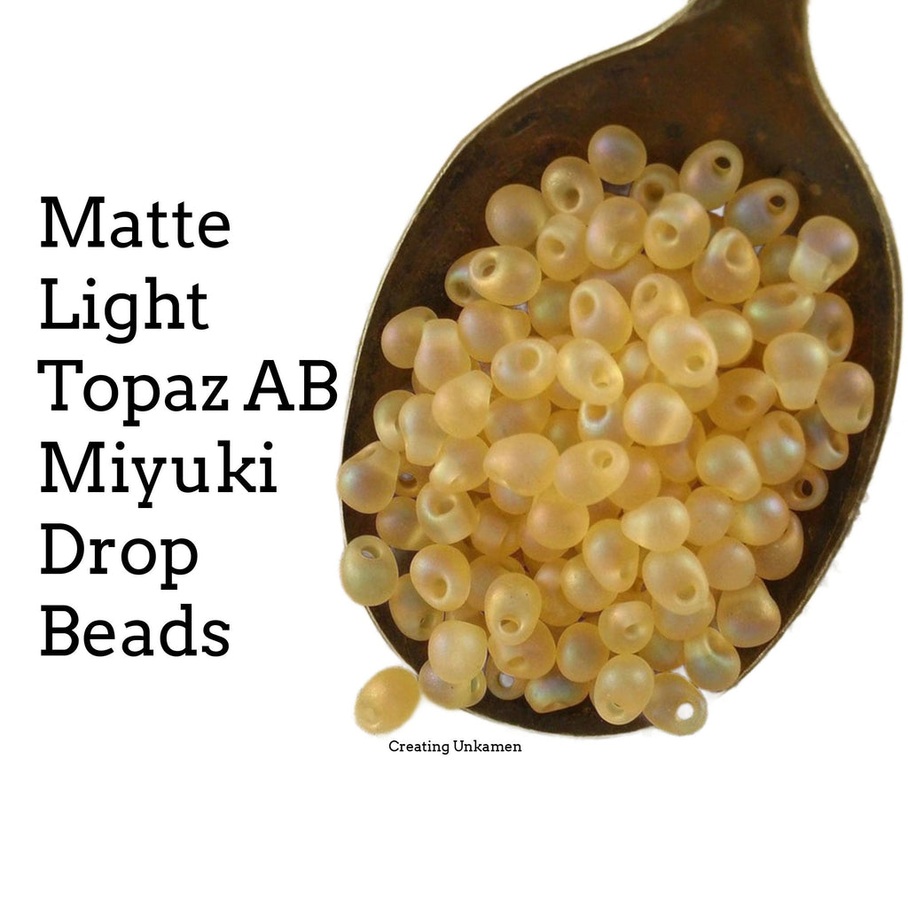 Matte Light Topaz AB Miyuki Drop Glass Beads in 12, 24 or 48 grams