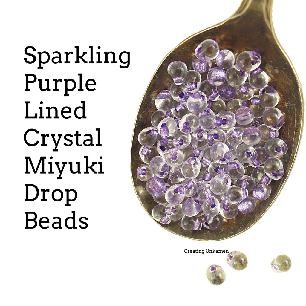 Purple Lined Crystal Miyuki Glass Drop Beads