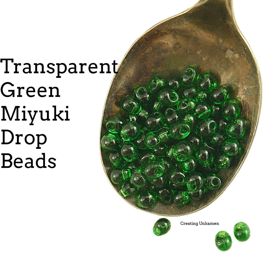 Transparent Green Glass Miyuki Drop Beads
