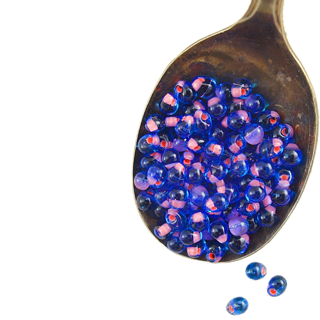 Raspberry Lined Sapphire Miyuki Drop Glass Beads