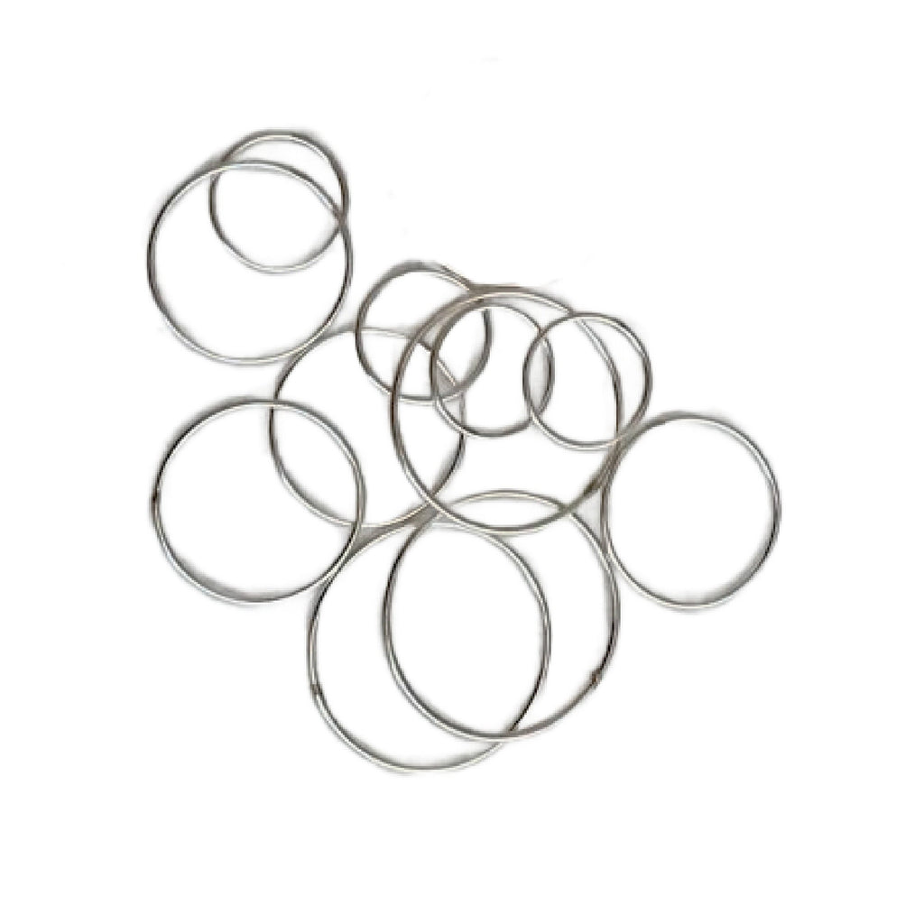 2 Sterling Silver Round Links, Charms, Connectors 14mm, 20mm, 26mm - Soldered Closed - Shiny, Antique or Black