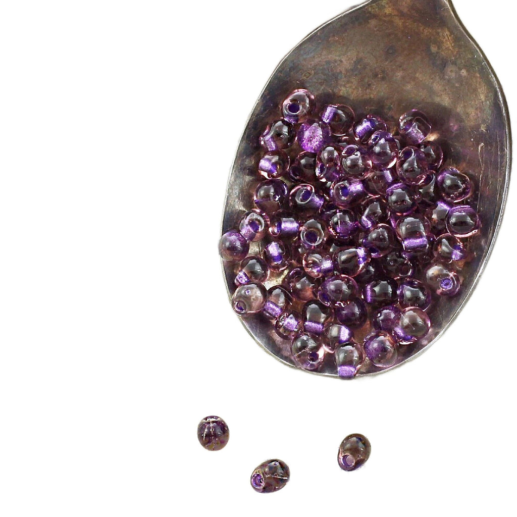 Amethyst Lined Smoky Amethyst 3mm X 4mm Miyuki Glass Drop Beads - 100% Guarantee