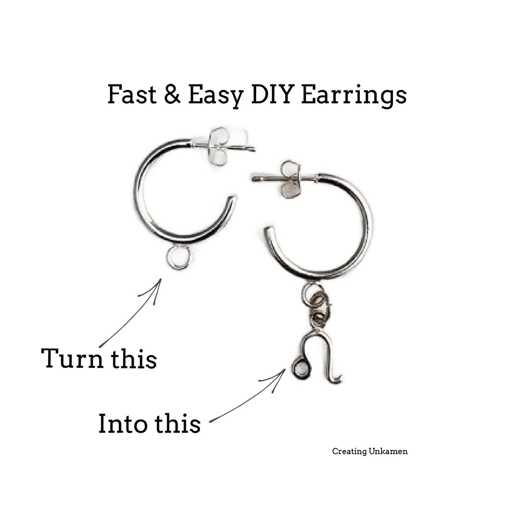 2 Pairs Round Hoops with Loops in Silver Plate and Gold Plate 17mm X 20mm