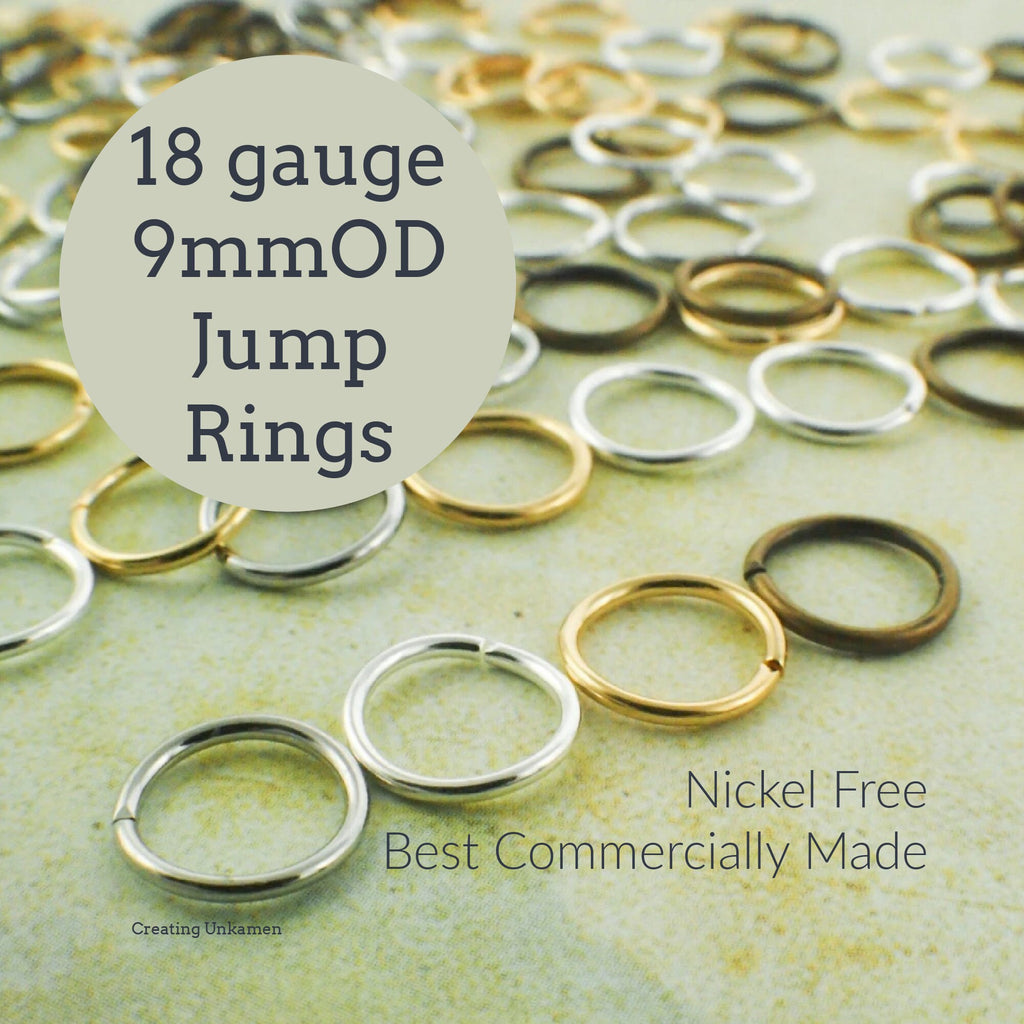 100 Jump Rings 18 gauge 9mm OD - Best Commercially Made - Silver Plate, Gold Plate, Antique Gold or Mix- 100% Guarantee