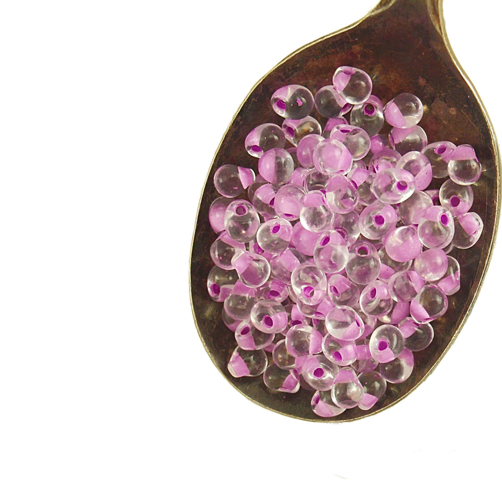 Lilac Lined Crystal Miyuki Drop Glass Seed Beads in 12, 24 or 48 grams