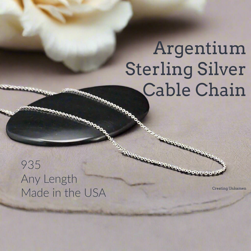 1.5mm Argentium Sterling Silver Cable Chain - By the Foot or Finished Any Length Necklace with a Lobster Clasp - Made in the USA