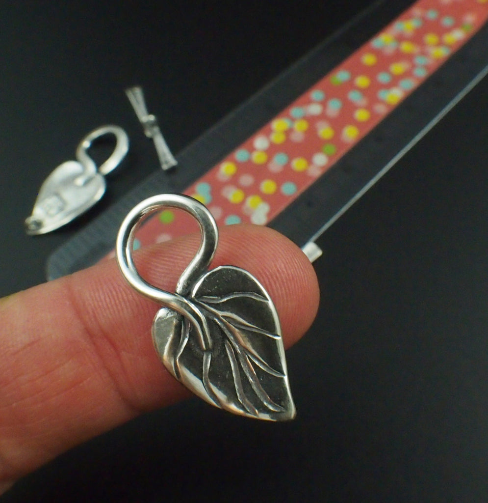 1 Sterling Silver Leaf Toggle Clasp 26.5mm