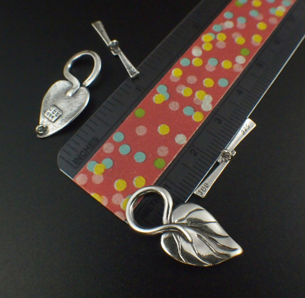 1 Sterling Silver Leaf Toggle Clasp 26.5mm